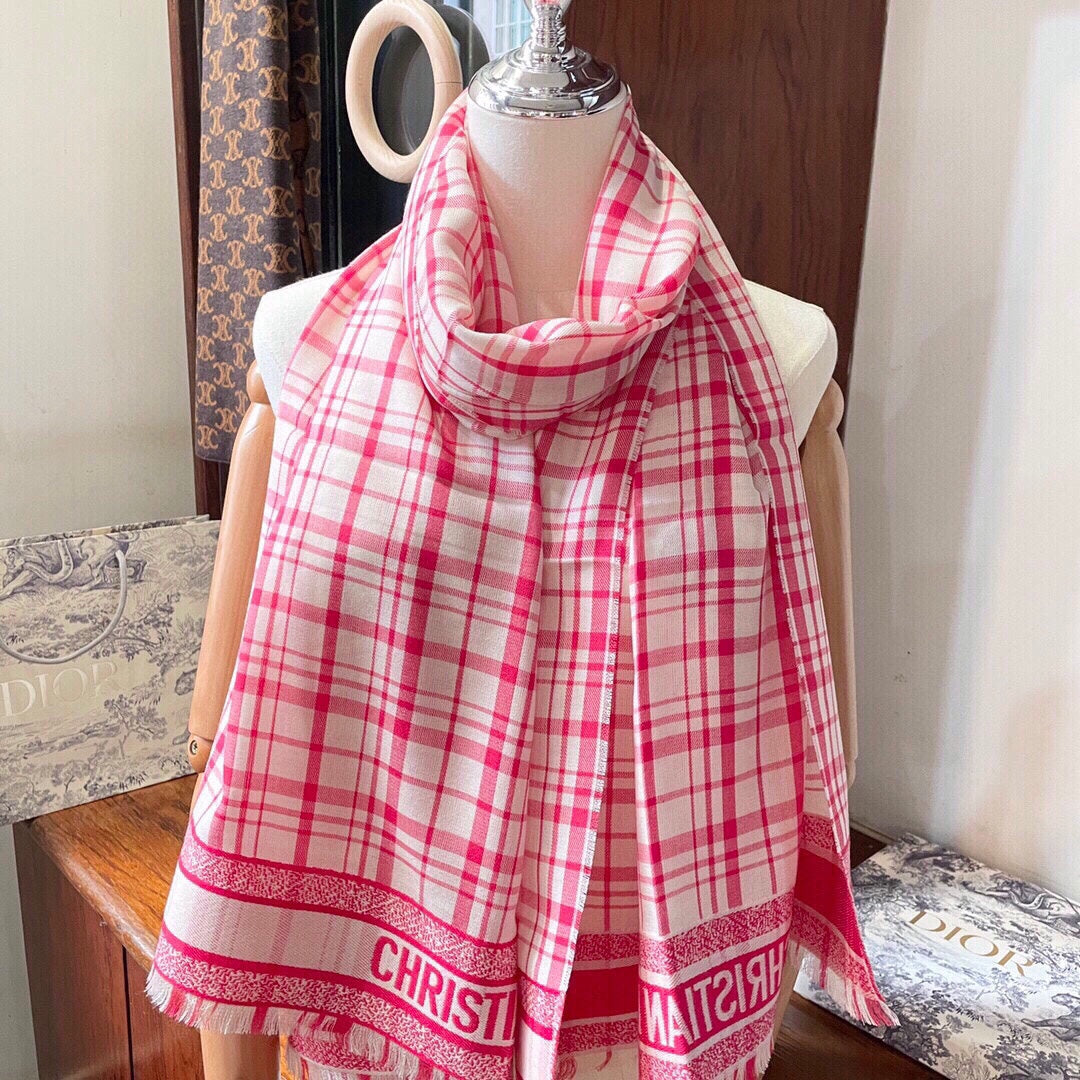 Luxury DiorSCARF 200 CM IN PUNCH PINK CASHMERE AND SILK 418335