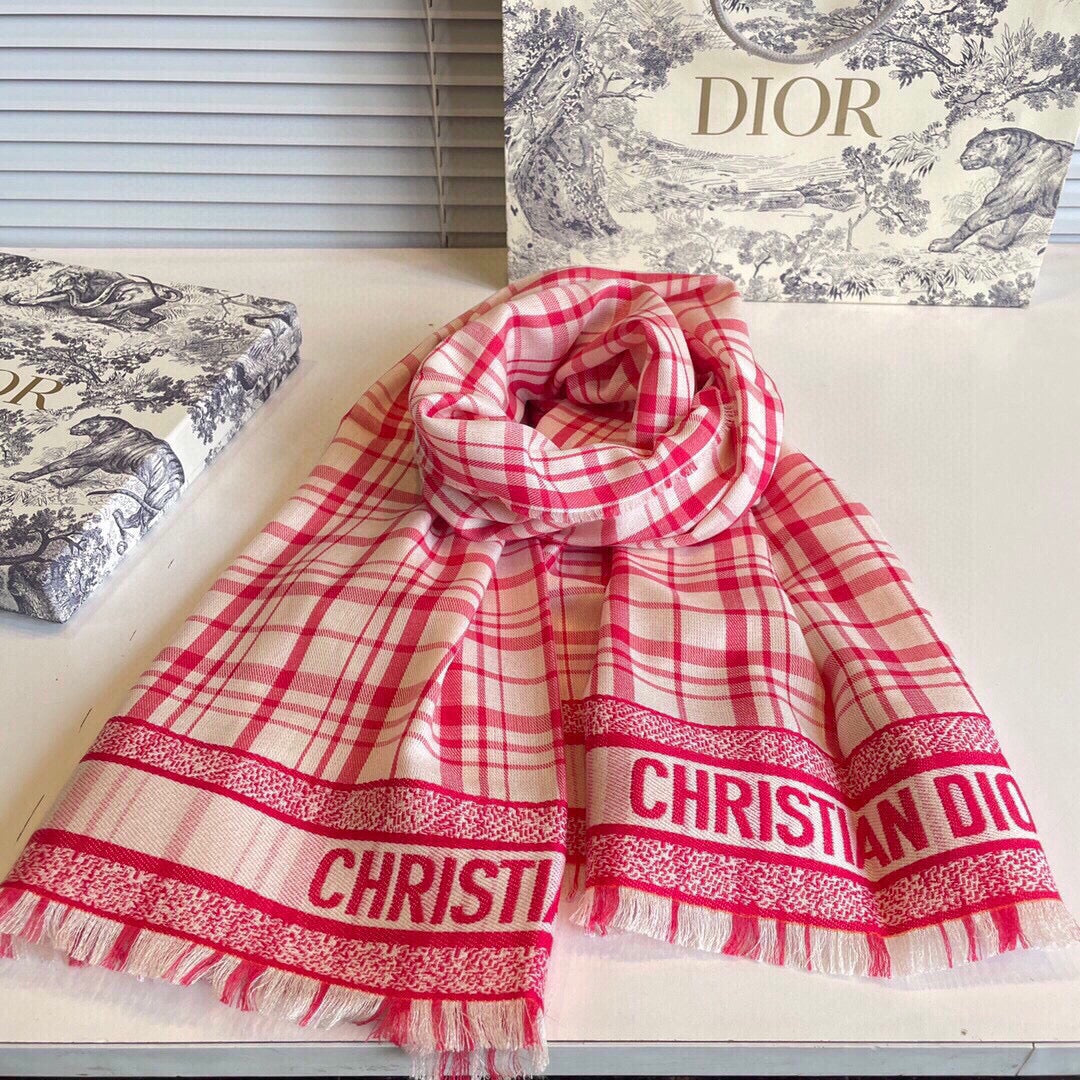 Luxury DiorSCARF 200 CM IN PUNCH PINK CASHMERE AND SILK 418335