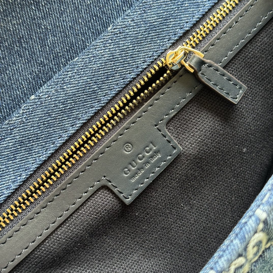 Luxury Gucci gg marmont 26cm blue monogram denim gold hardware