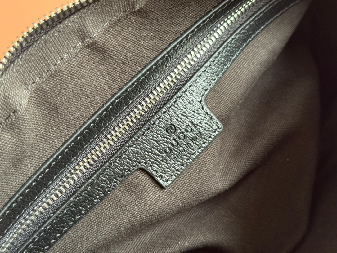 Luxury Gucci SMALL CROSSBODY BAG 24 WITH TAG IN BLACK CALFSKIN AND CANVAS TRIM