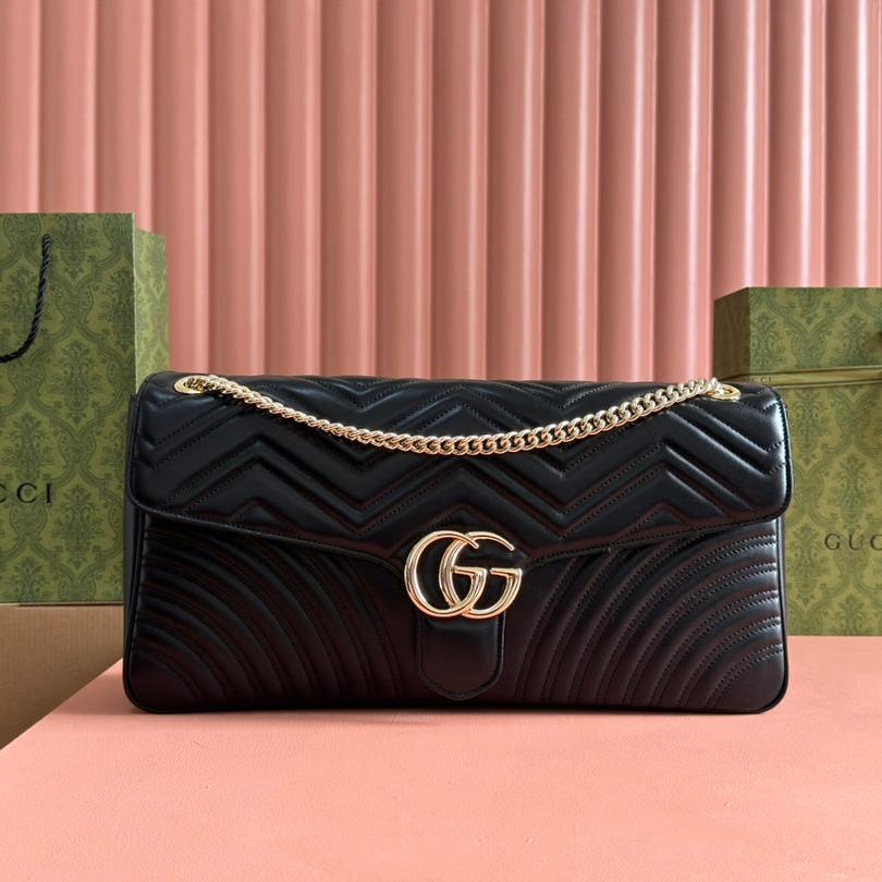 Luxury Gucci MARMONT SHOULDER BAG 40 IN BLACK CALFSKIN GOLD CHAIN