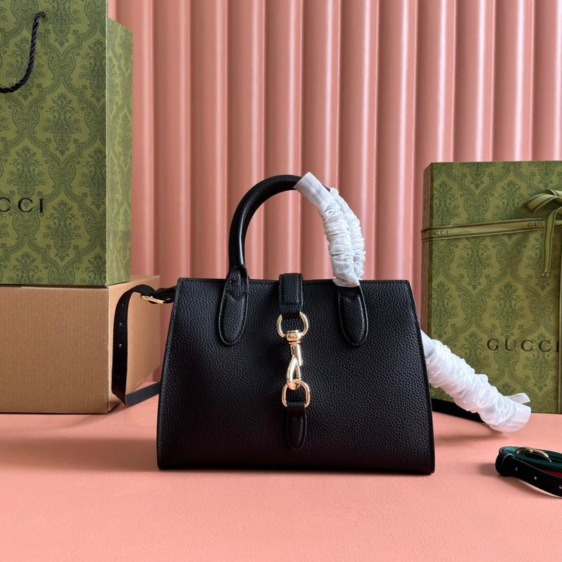 Luxury Gucci JACKIE SMALL TOTE BAG 24 IN BLACK CALFSKIN GOLD HARDWARE