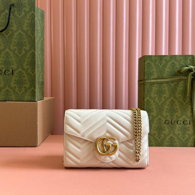 Luxury Gucci MARMONT SMALL SHOULDER BAG 20 IN WHITE LAMBSKIN GOLD HARDWARE