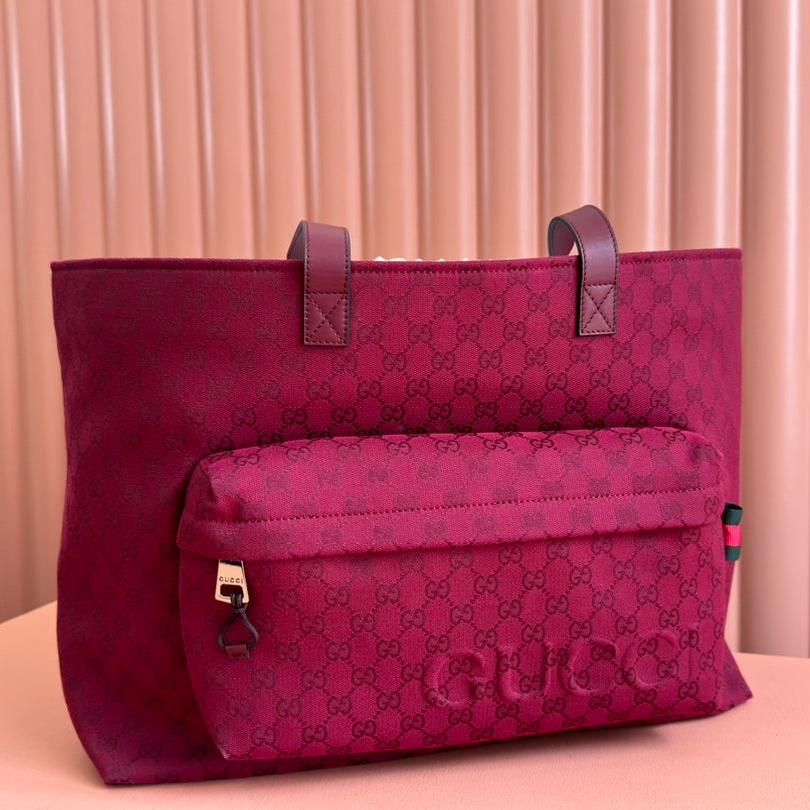 Luxury Gucci LARGE TOTE BAG 45 IN WINE RED MONOGRAM CANVAS
