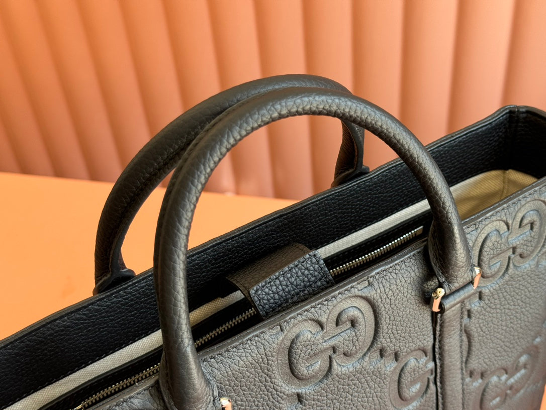 Luxury Gucci SUPER MEDIUM TOTE BAG 42 IN BLACK EMBOSSED CALFSKIN GOLD HARDWARE