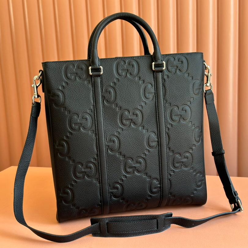 Luxury Gucci SUPER MEDIUM TOTE BAG 42 IN BLACK EMBOSSED CALFSKIN GOLD HARDWARE