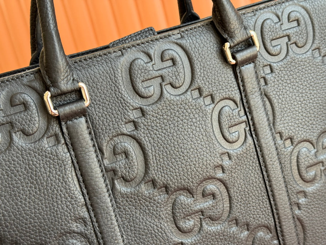 Luxury Gucci SUPER MEDIUM TOTE BAG 42 IN BLACK EMBOSSED CALFSKIN GOLD HARDWARE