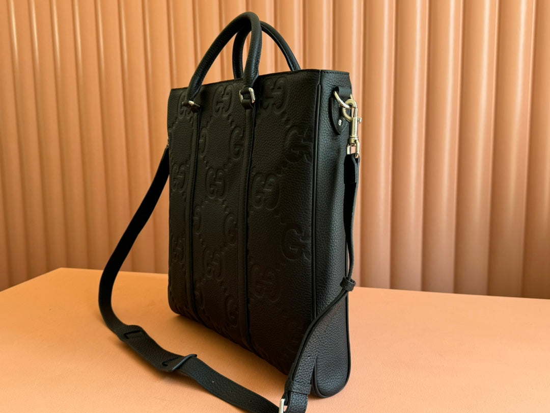 Luxury Gucci SUPER MEDIUM TOTE BAG 42 IN BLACK EMBOSSED CALFSKIN GOLD HARDWARE