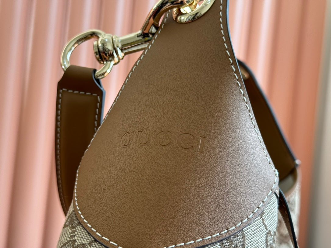 Luxury Gucci BODY MEDIUM SHOULDER BAD 49 IN BEIGE MONOGRAM CANVAS AND BROWN CALFSKIN GOLD HARDWARE