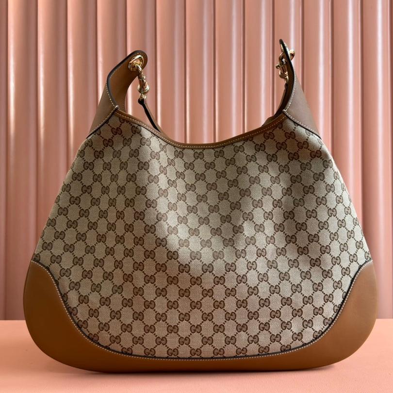 Luxury Gucci BODY MEDIUM SHOULDER BAD 49 IN BEIGE MONOGRAM CANVAS AND BROWN CALFSKIN GOLD HARDWARE