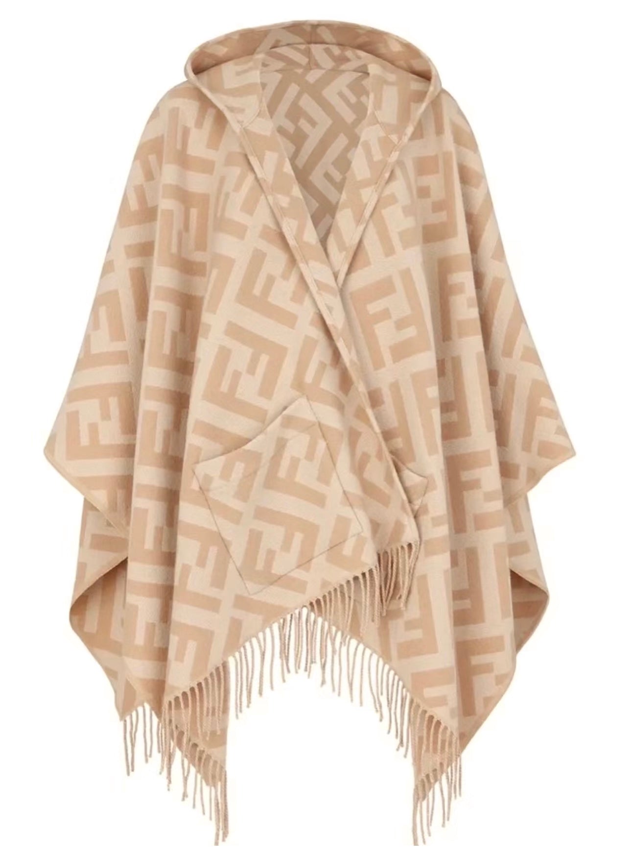 Luxury FendiFF PONCHO IN TUSCAN BEIGE CASHMERE 413684