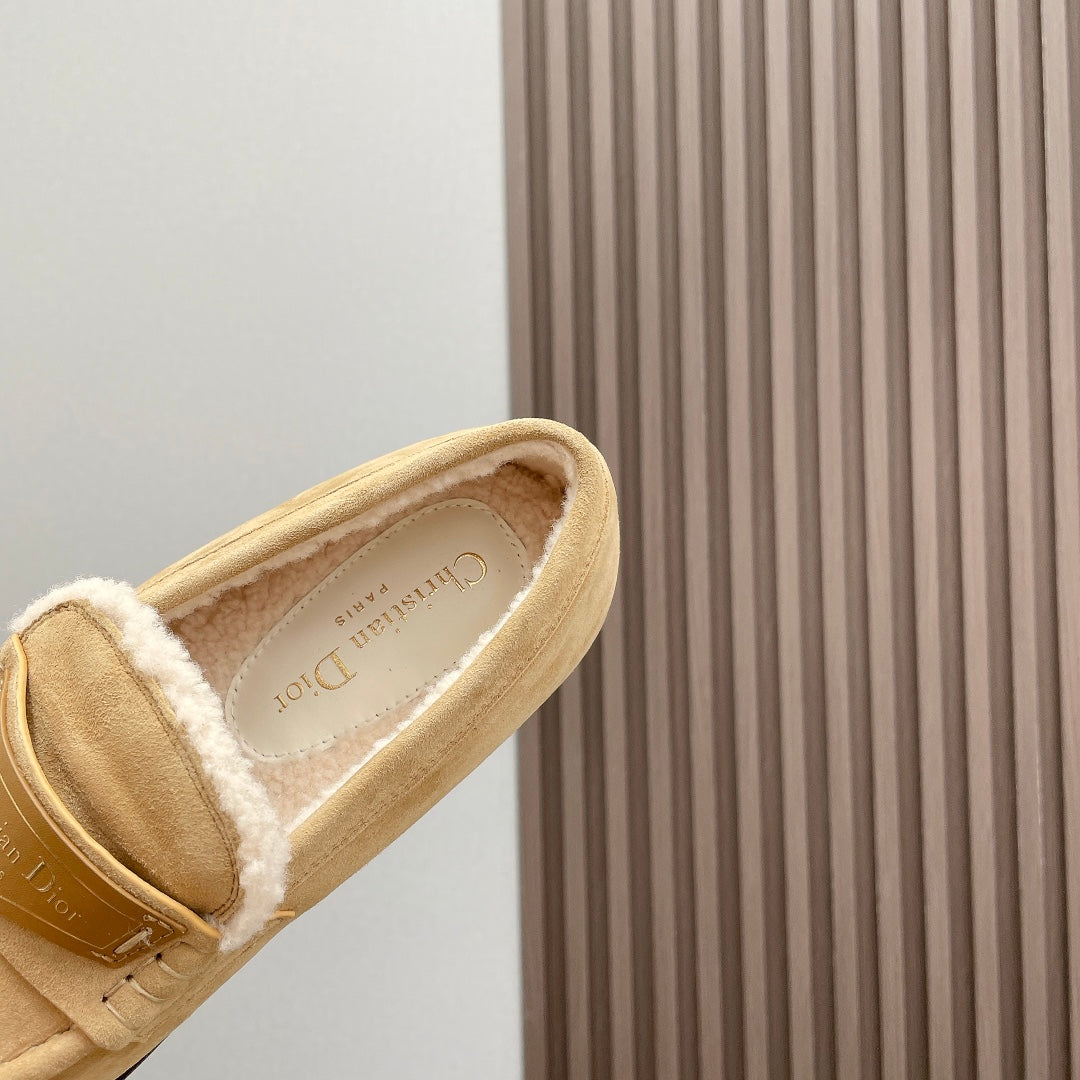 Luxury DiorLoafer In Light Yellow Brown Suede 996007
