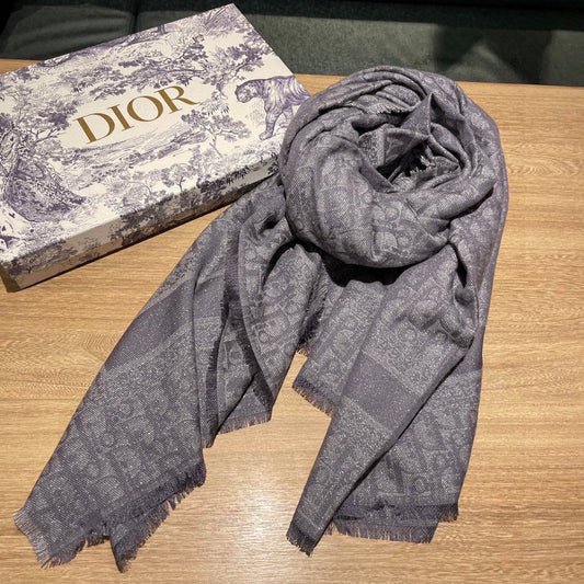 Luxury DiorSQUARE SCARF 140 CM IN MOUSE GRAY WOOL AND SILK 415442