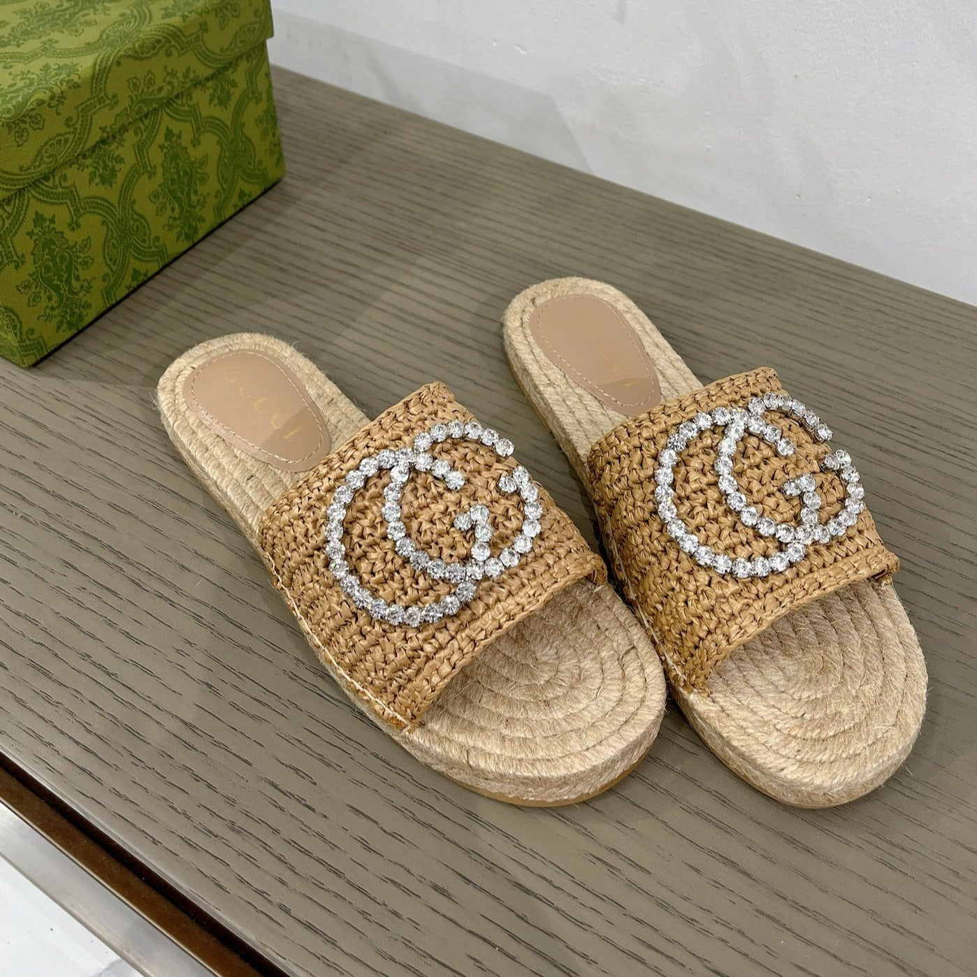 Luxury Gucci GG INTERLOCKING G ESPADRILLE COPPER FABRIC