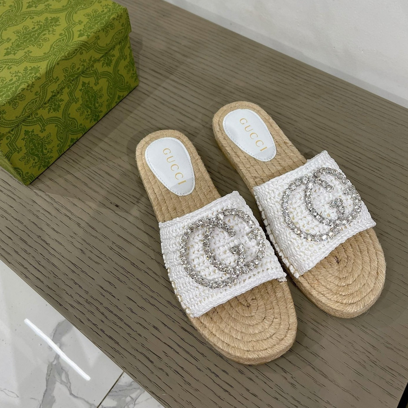 Luxury Gucci GG INTERLOCKING G ESPADRILLE WHITE FABRIC