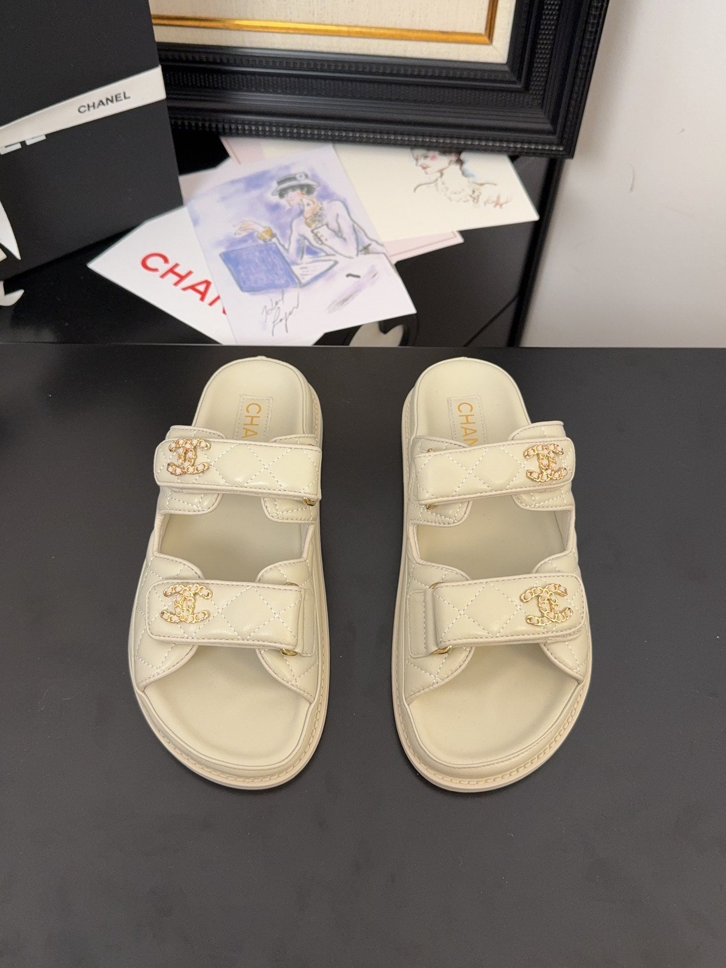 Luxury Chanel 25 Dad Sandal Mule Nude Calfskin