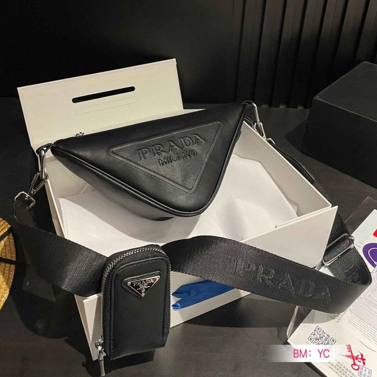 Luxury PradaTRIANGLE 26 SHOULDER BAG IN BLACK CALFSKIN