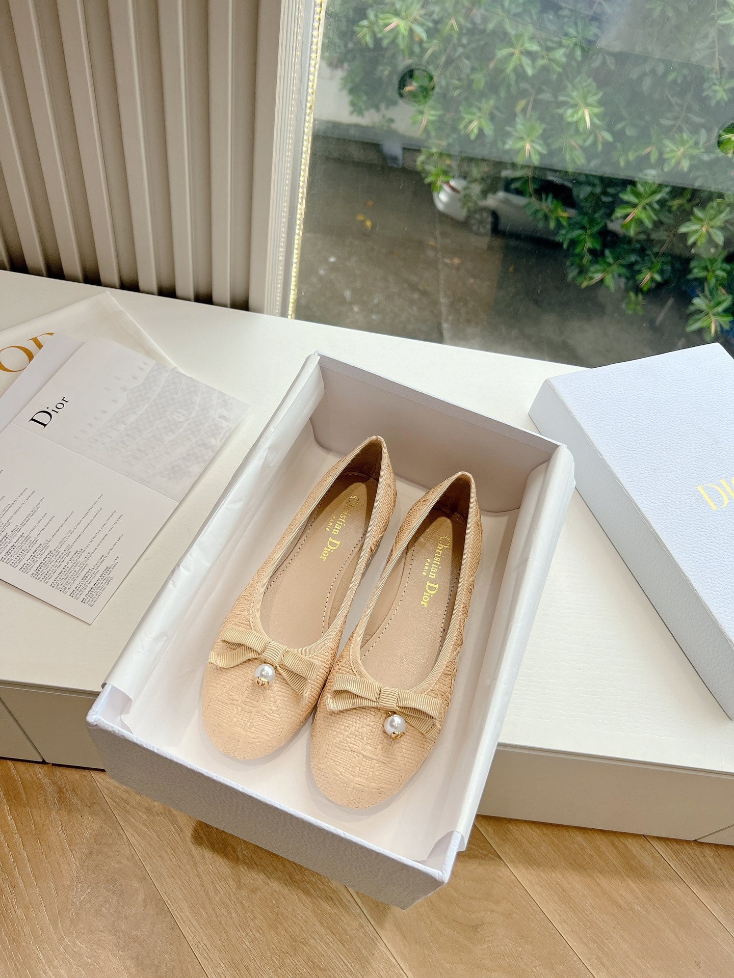 Luxury Diorballet flat beige sedge mop front