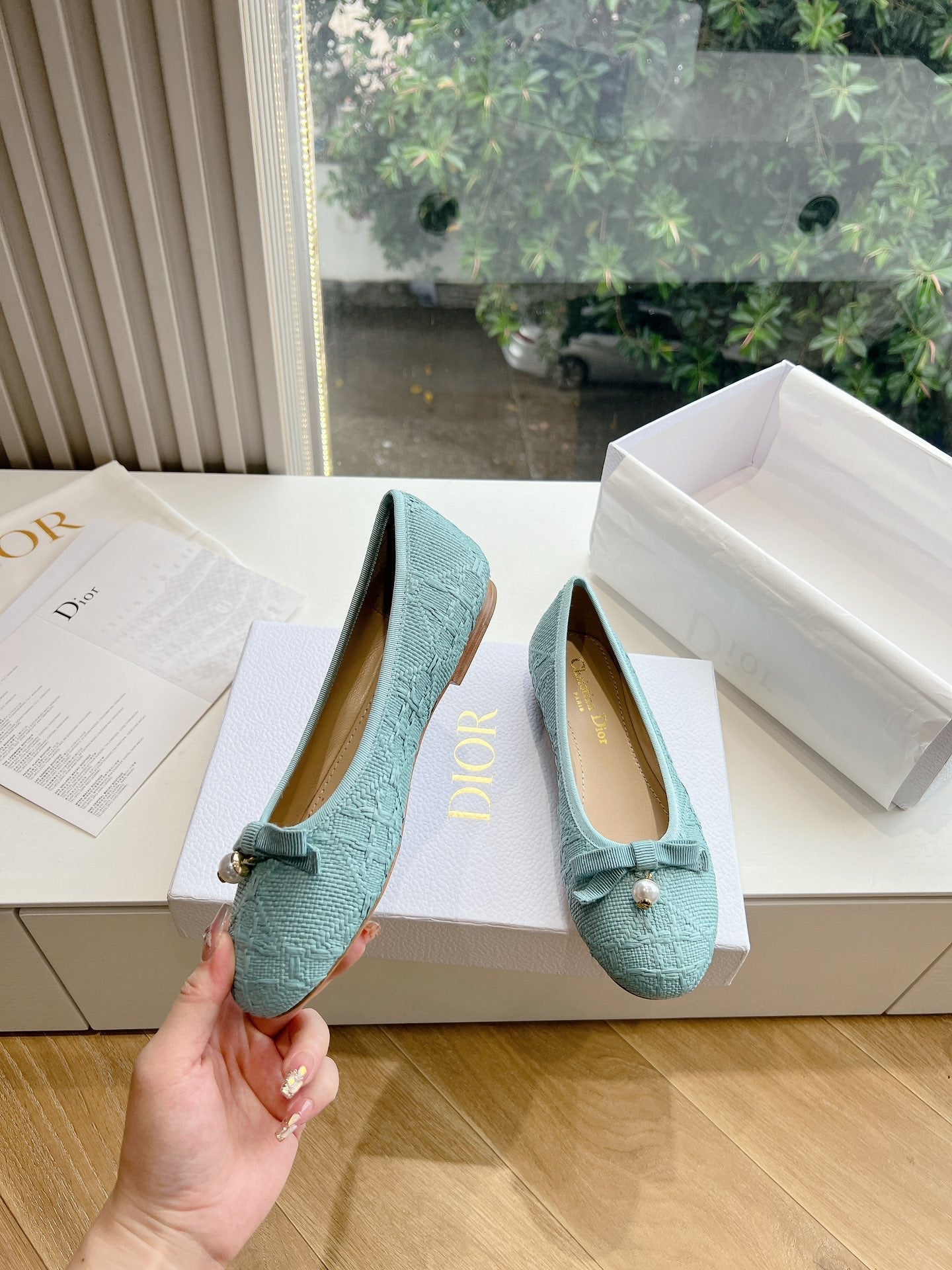 Luxury Diorballet flat cloud blue sedge mop front
