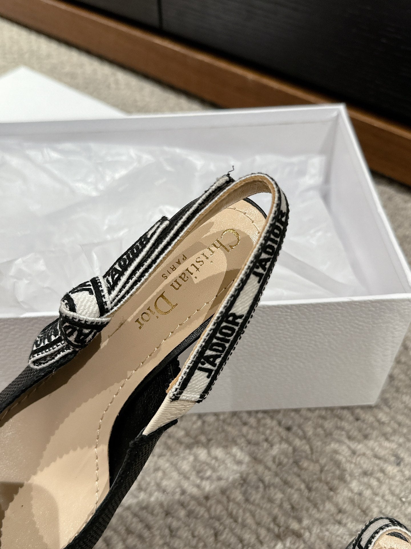 Luxury Diorslingback 65 black raffia lambskin