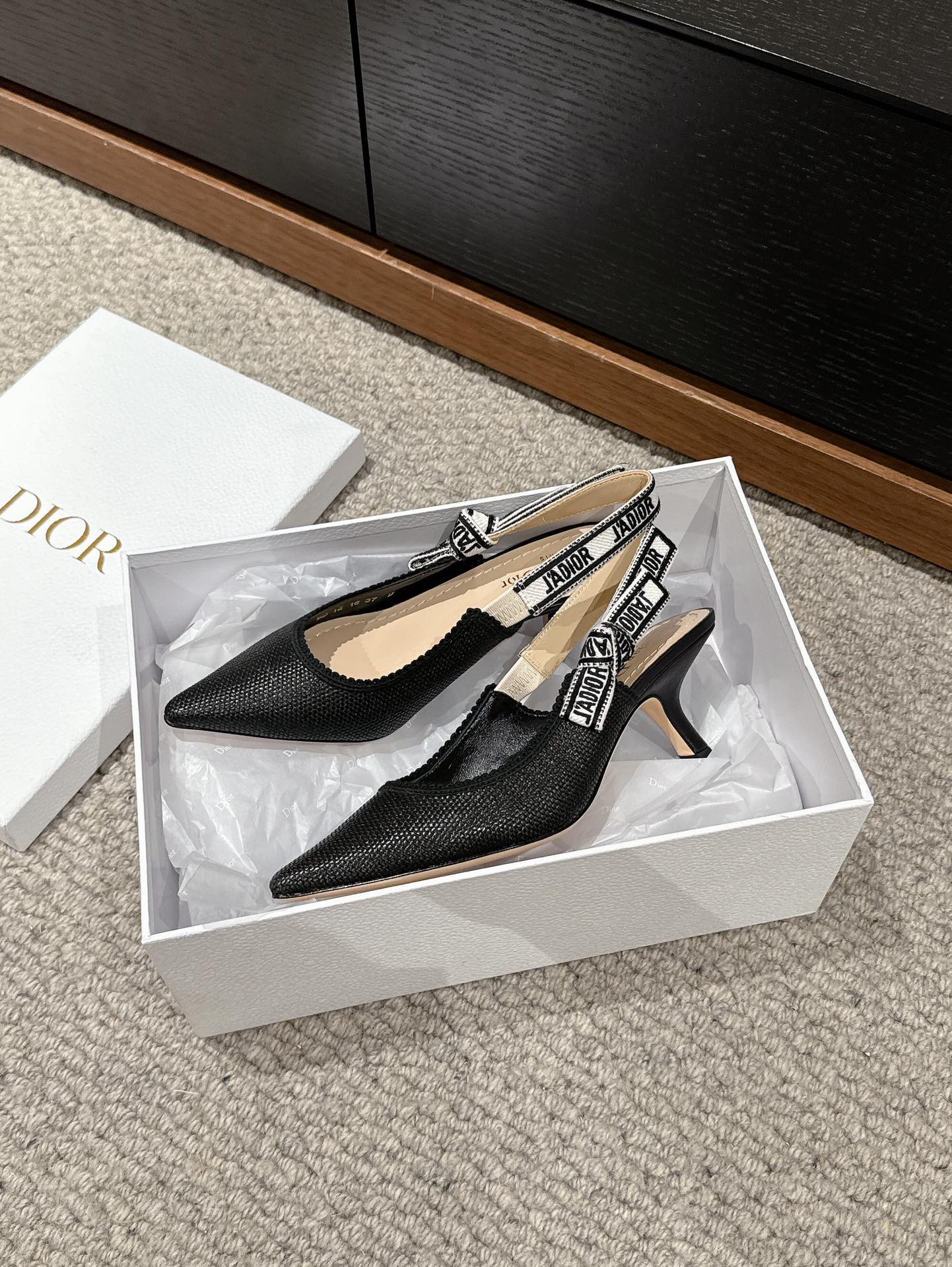 Luxury Diorslingback 65 black raffia lambskin