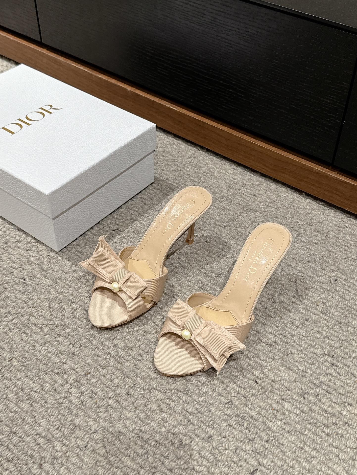 Luxury Diorsandal a DIORable 80 beige grosgrain lambskin