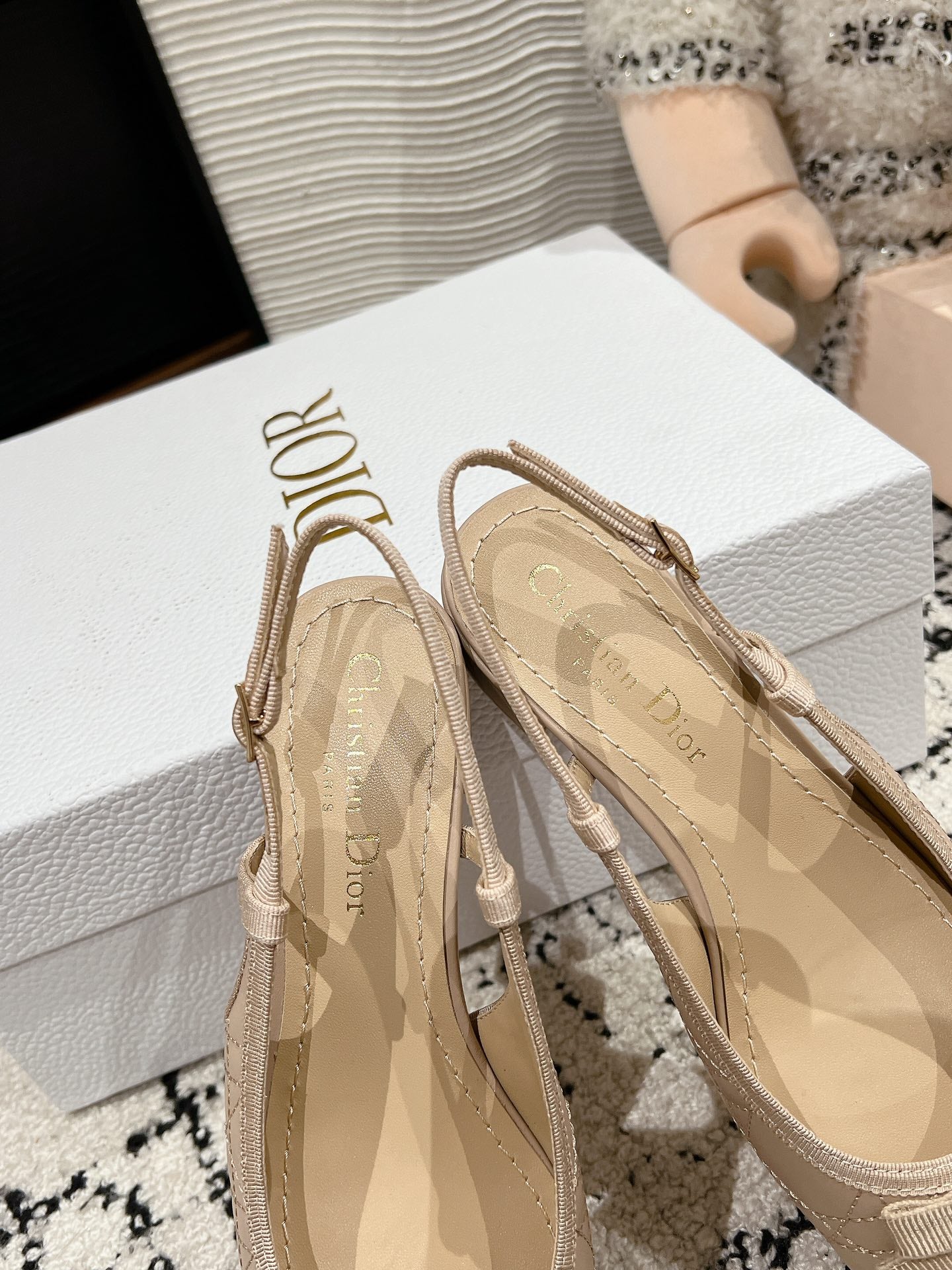 Luxury DiorBallet Slingback Pump 30mm In Nude Quilted Calfskin 997045