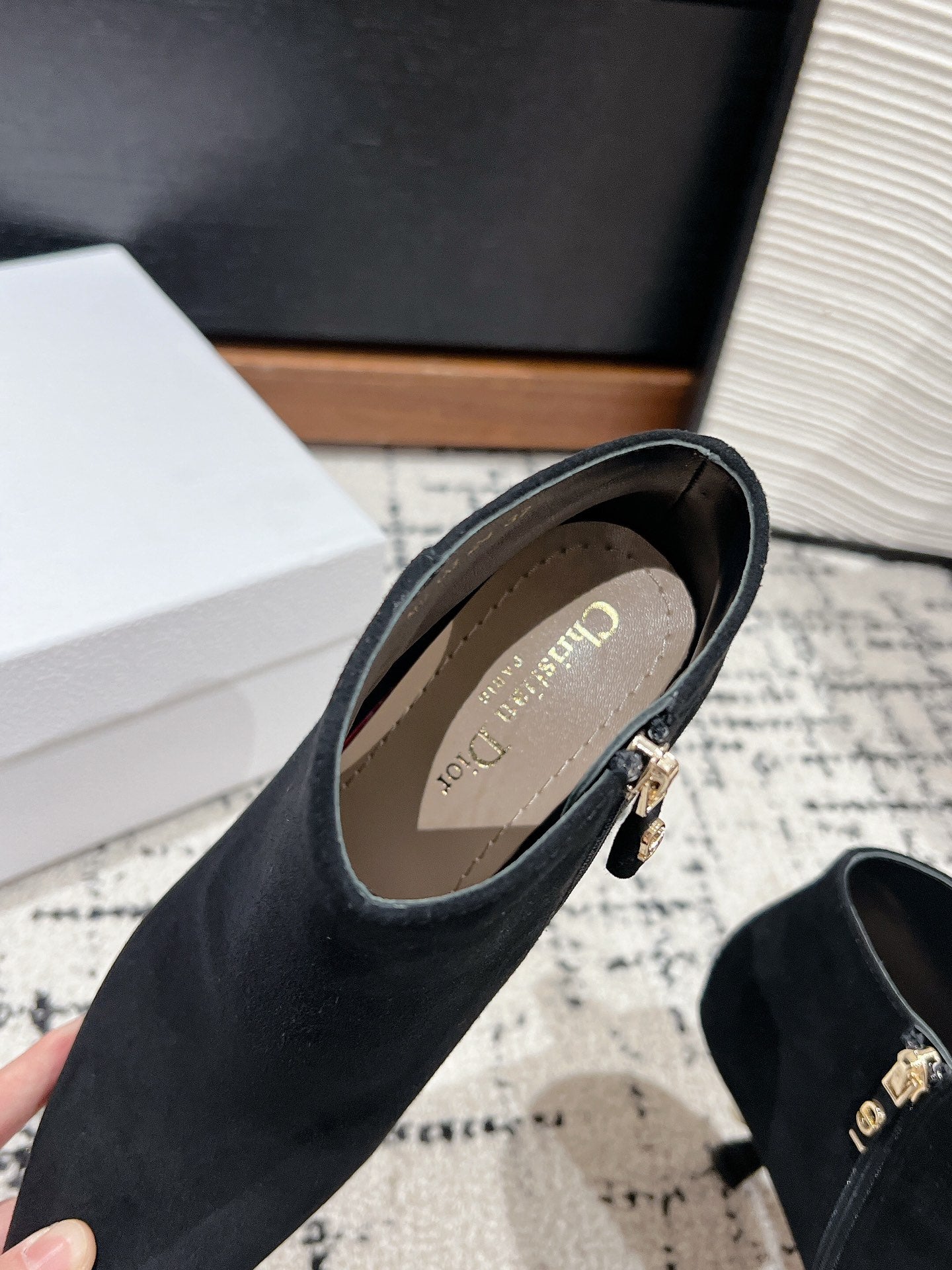 Luxury DiorTribales Heeled Ankle Boot 80mm In Black Suede  997059