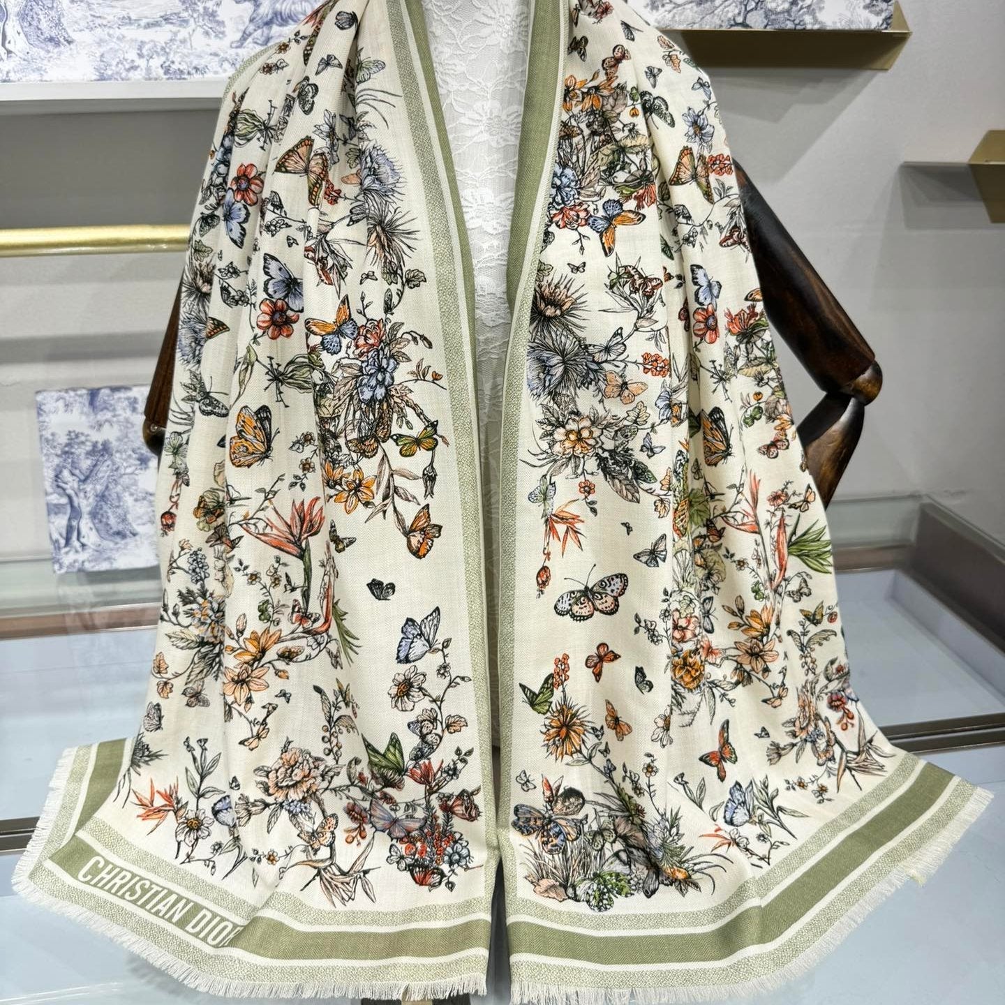 Luxury DiorSCARF 180 CM IN COLORFUL CASHMERE AND SILK 408422