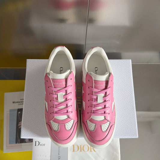 Luxury Diorstar sneaker white pink calfksin