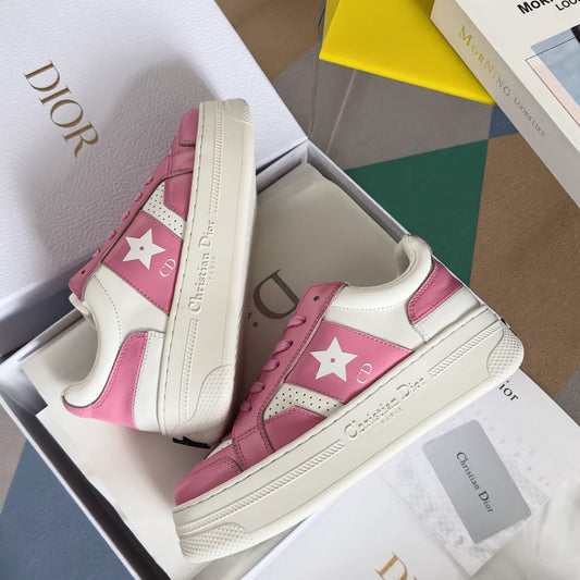 Luxury Diorstar sneaker white pink calfksin