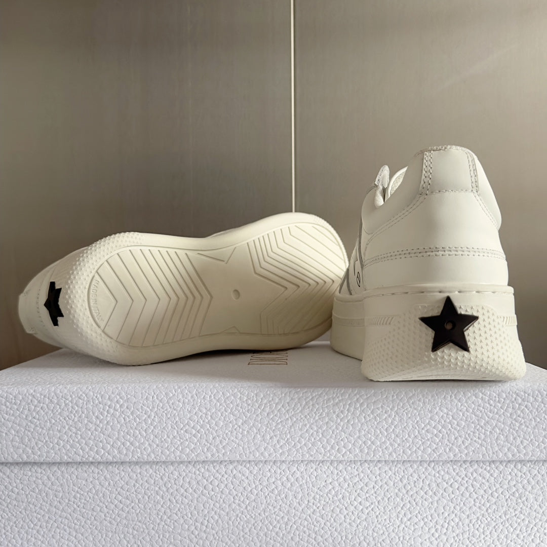 Luxury Diorstar sneaker white cream calfksin