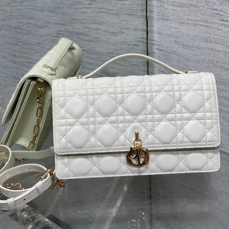 Luxury DiorMY 24 TOP HANDLE BAG WHITE LAMBSKIN