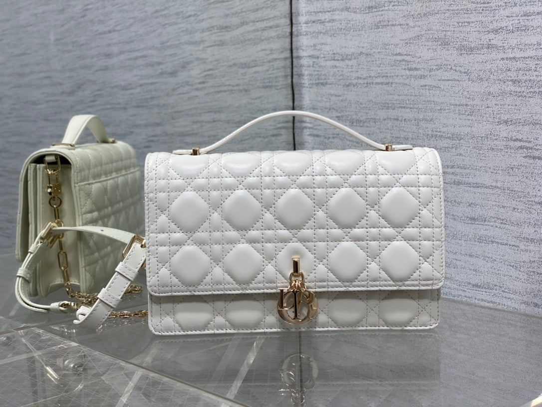 Luxury DiorMY 24 TOP HANDLE BAG WHITE LAMBSKIN