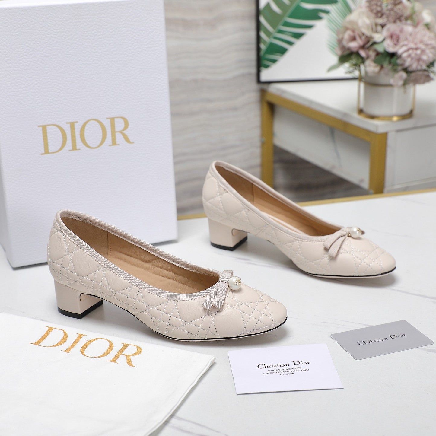 Luxury DiorPump 40mm In White Pink Quilted Calfskin 995266