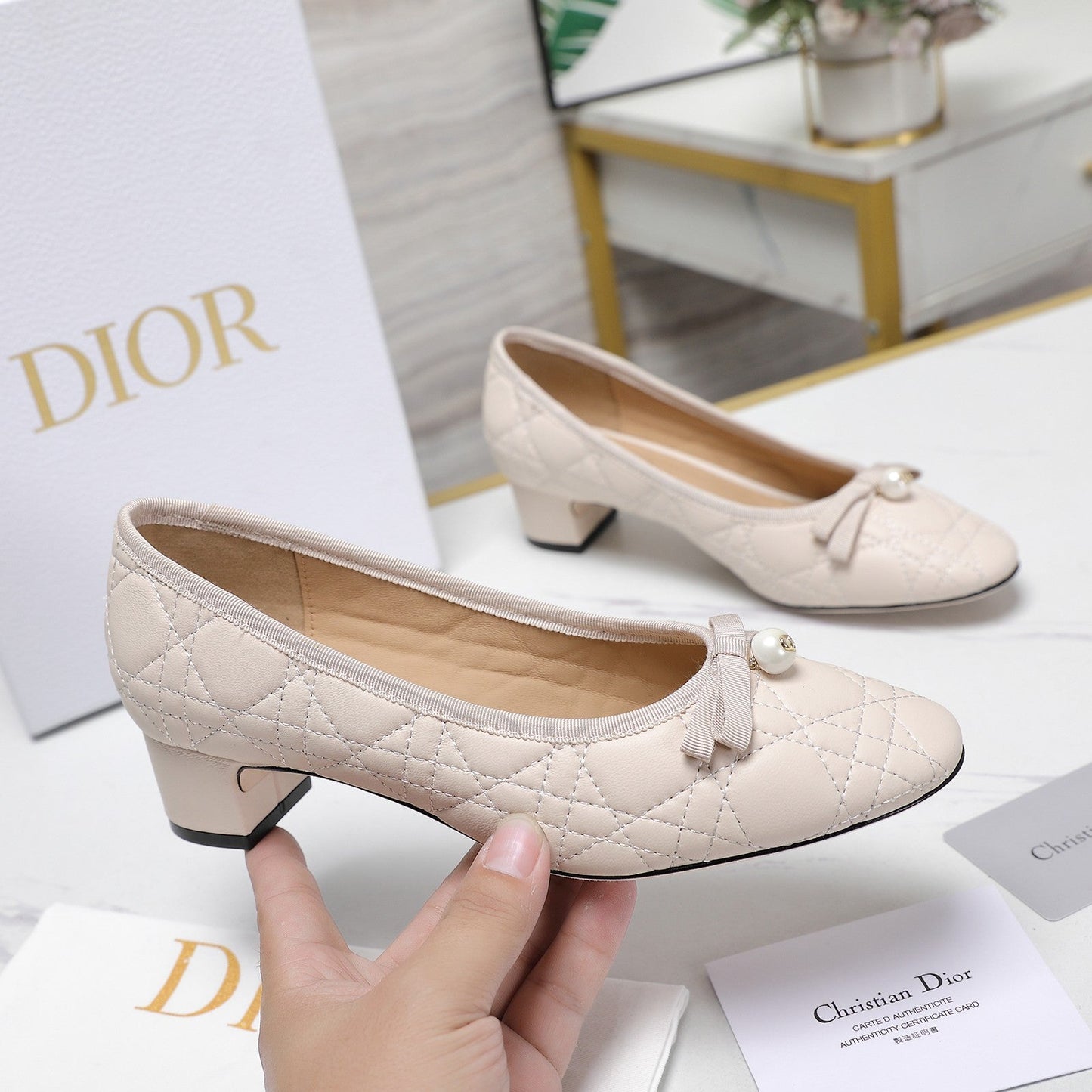 Luxury DiorPump 40mm In White Pink Quilted Calfskin 995266