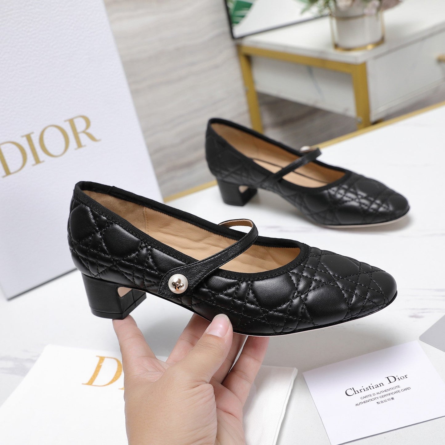 Luxury DiorBallet Pump 40mm In Black Quilted Calfskin 995268