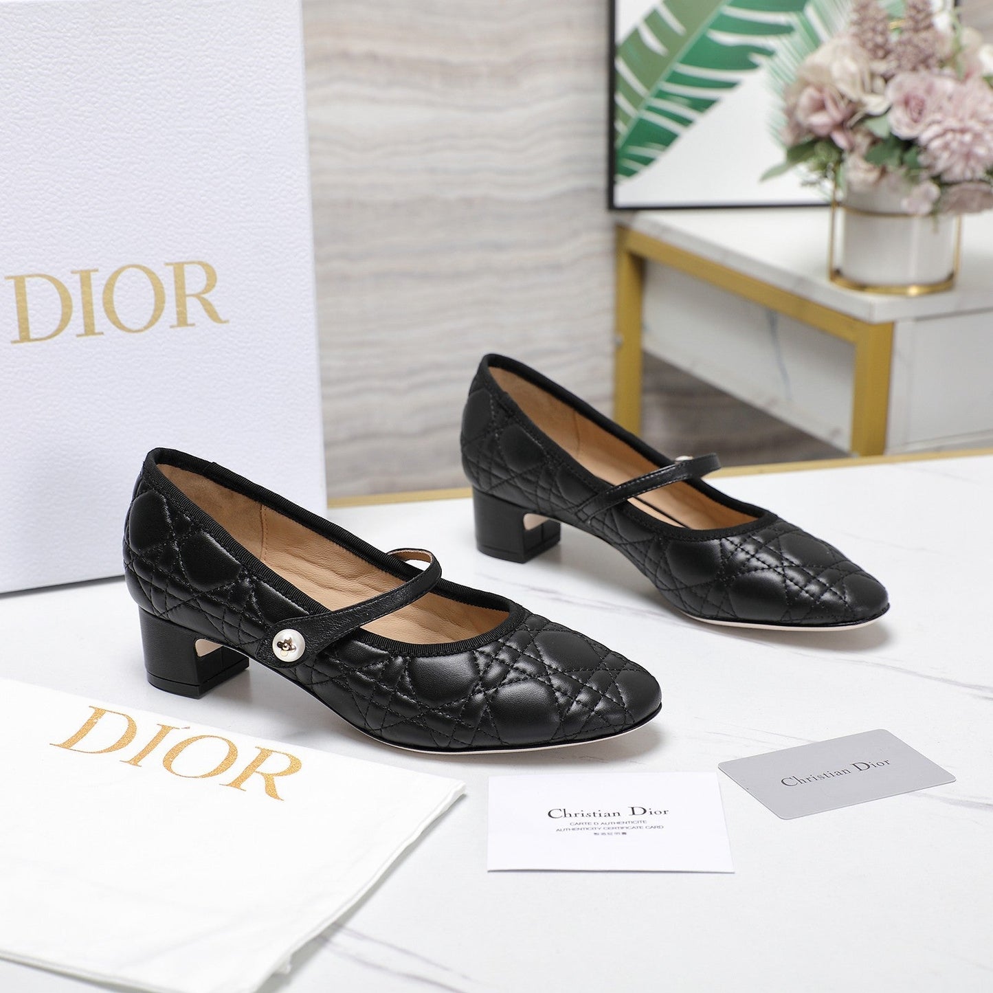 Luxury DiorBallet Pump 40mm In Black Quilted Calfskin 995268