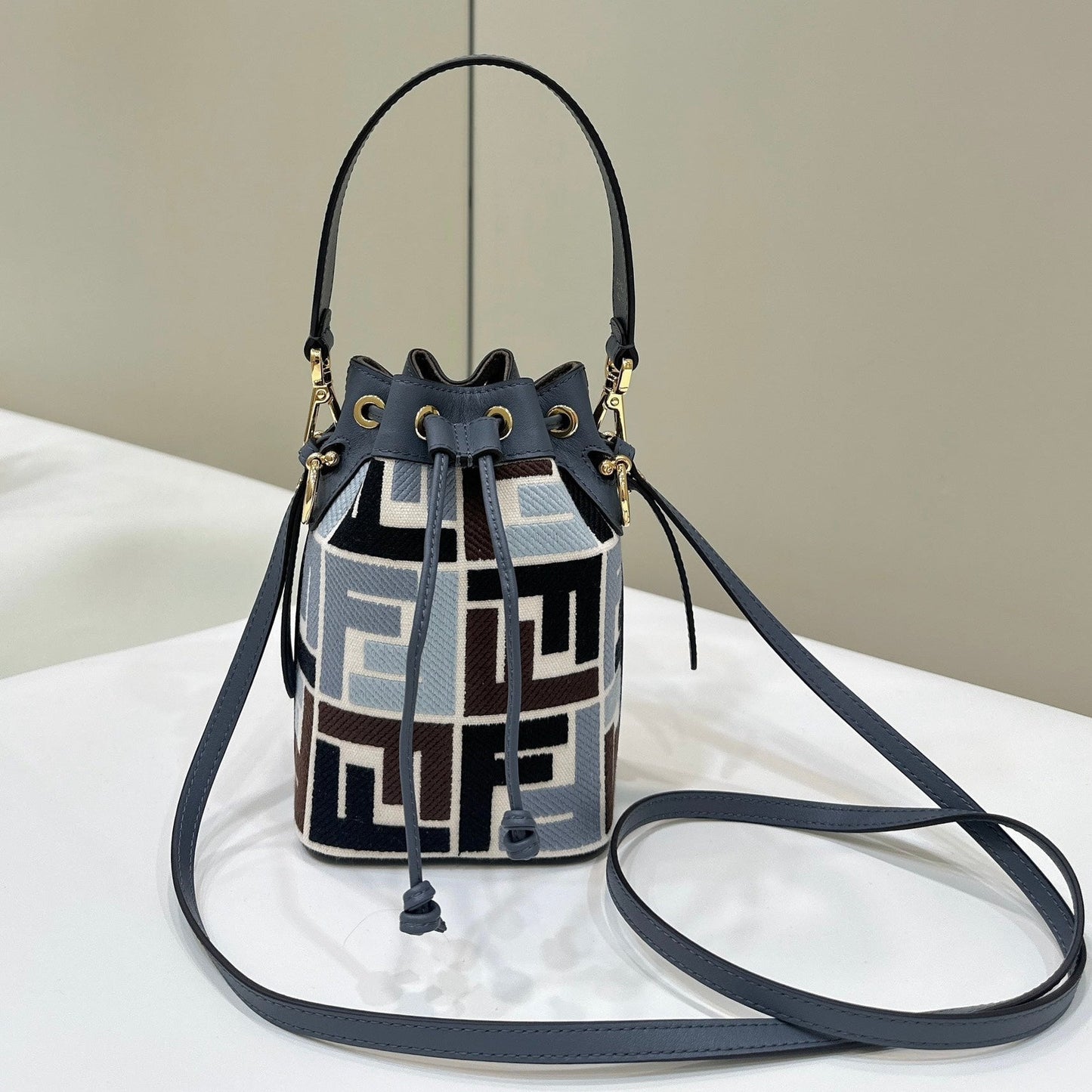 Luxury FendiMON TRESOR 18 IN COLORFUL CANVAS WITH FF MOTIF EMBROIDERED