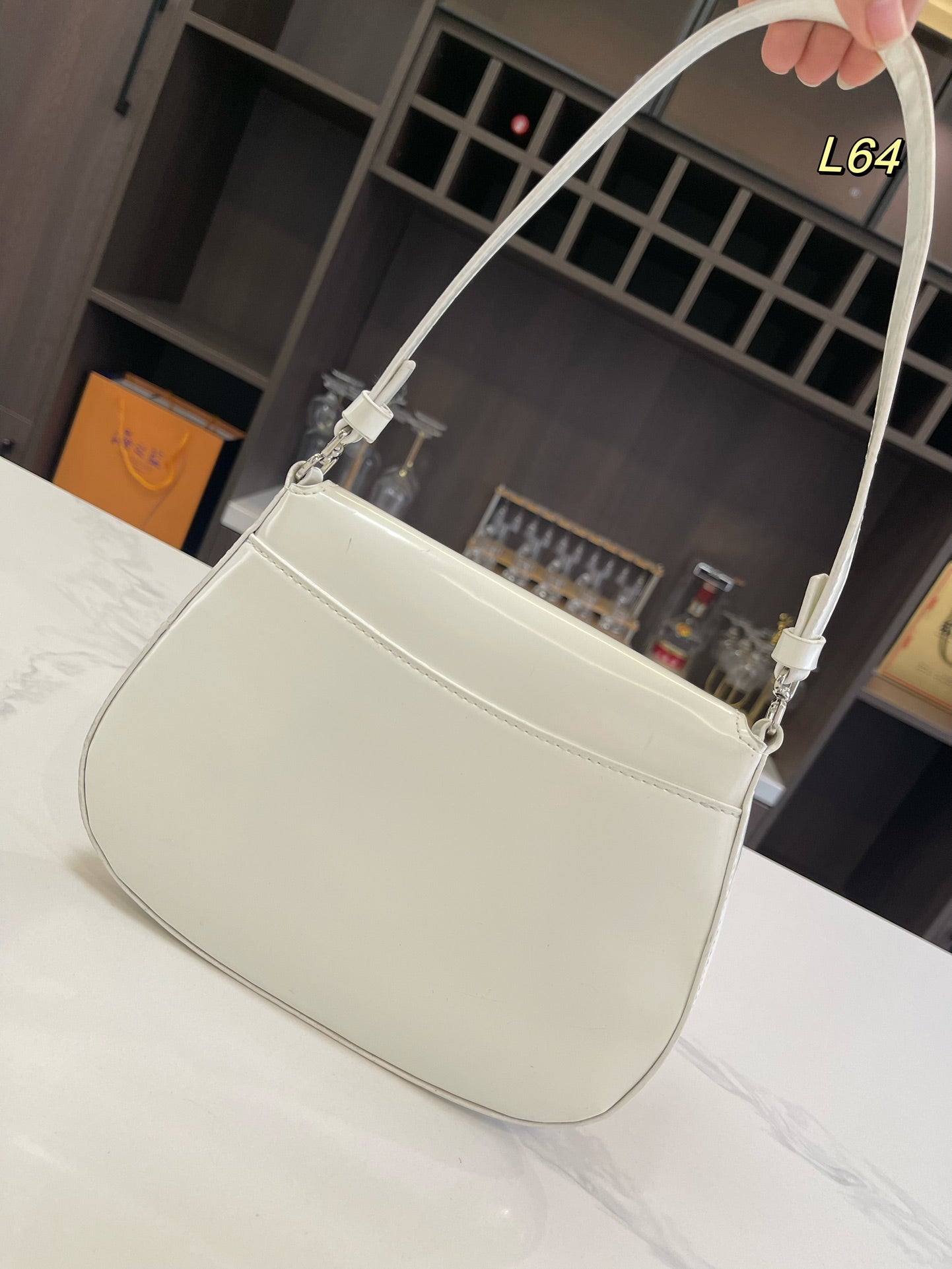 Luxury Prada25 CLEO FLAP SHOULDER BAG IN WHITE BRUSHED LEATHER