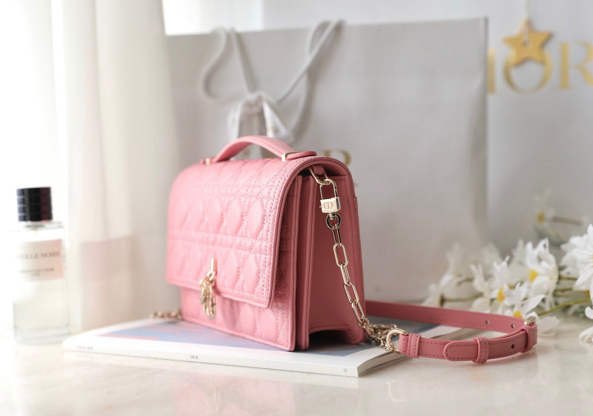 Luxury DiorMINI 24 TOP-HANDLE LIGHT PINK LAMBSKIN