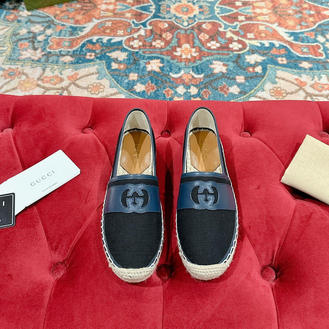 Luxury Gucci GG ESPADRILLES SLIP - ON BLACK CANVAS