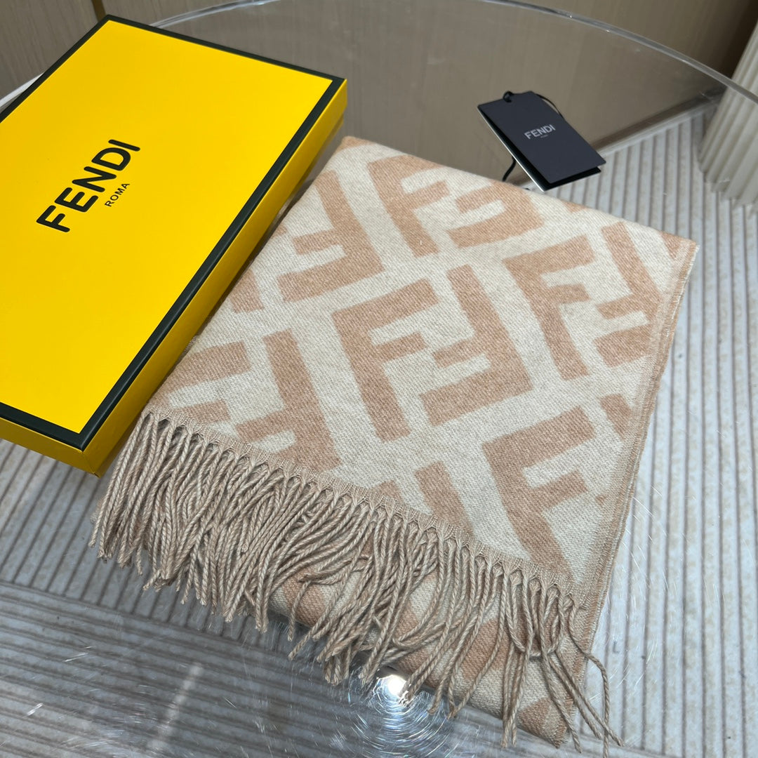 Luxury FendiFF 170 CM SCARF IN BEIGE WOOL AND CASHMERE