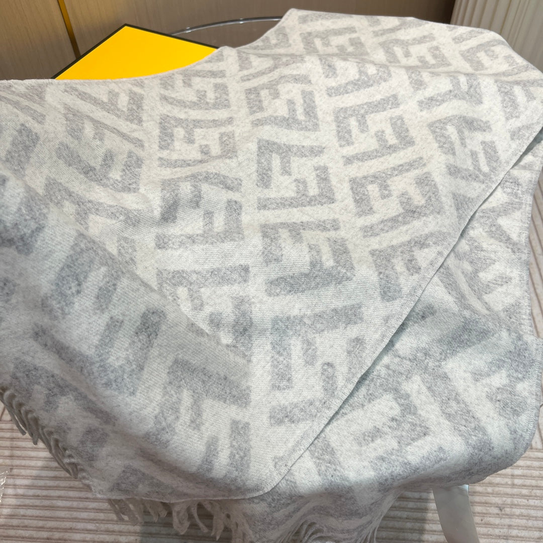 Luxury FendiFF 170 CM SCARF IN DOVE GREY WOOL AND CASHMERE