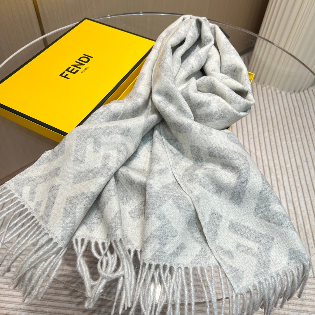 Luxury FendiFF 140 CM PONCHO LIGHT GREY MIX WHITE WOOL AND SILK