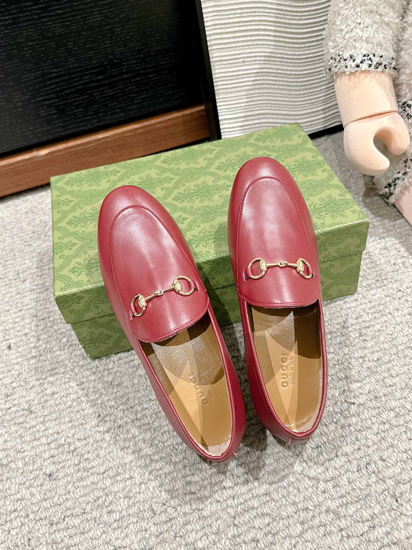Luxury Gucci Horsebit Jordaan Loafer Red Smooth Calfskin