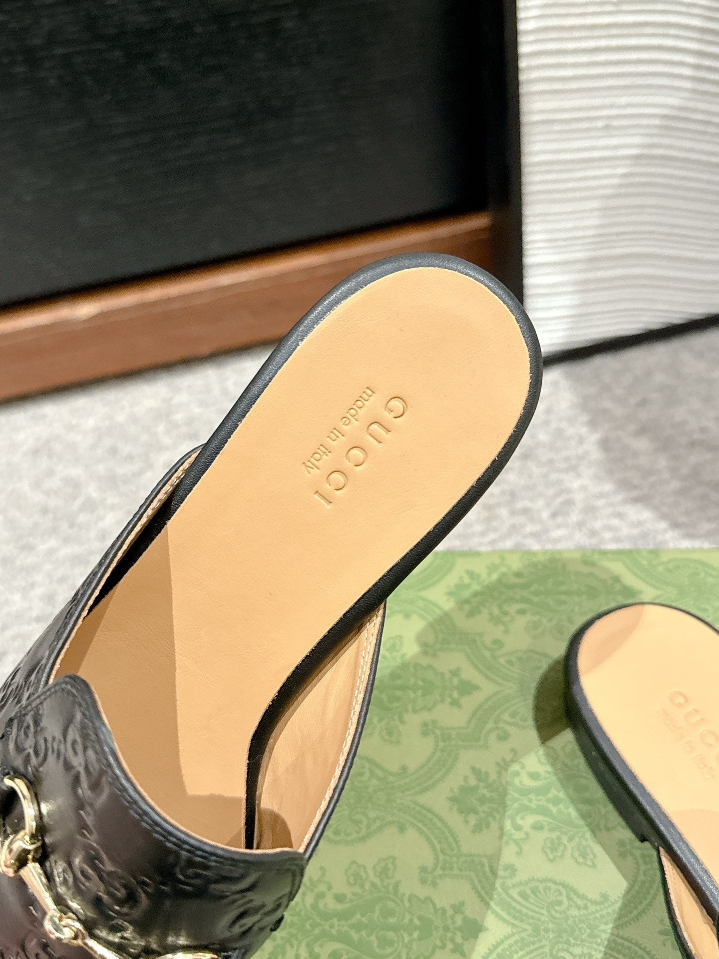 Luxury Gucci Horsebit Mule Black GG Leather