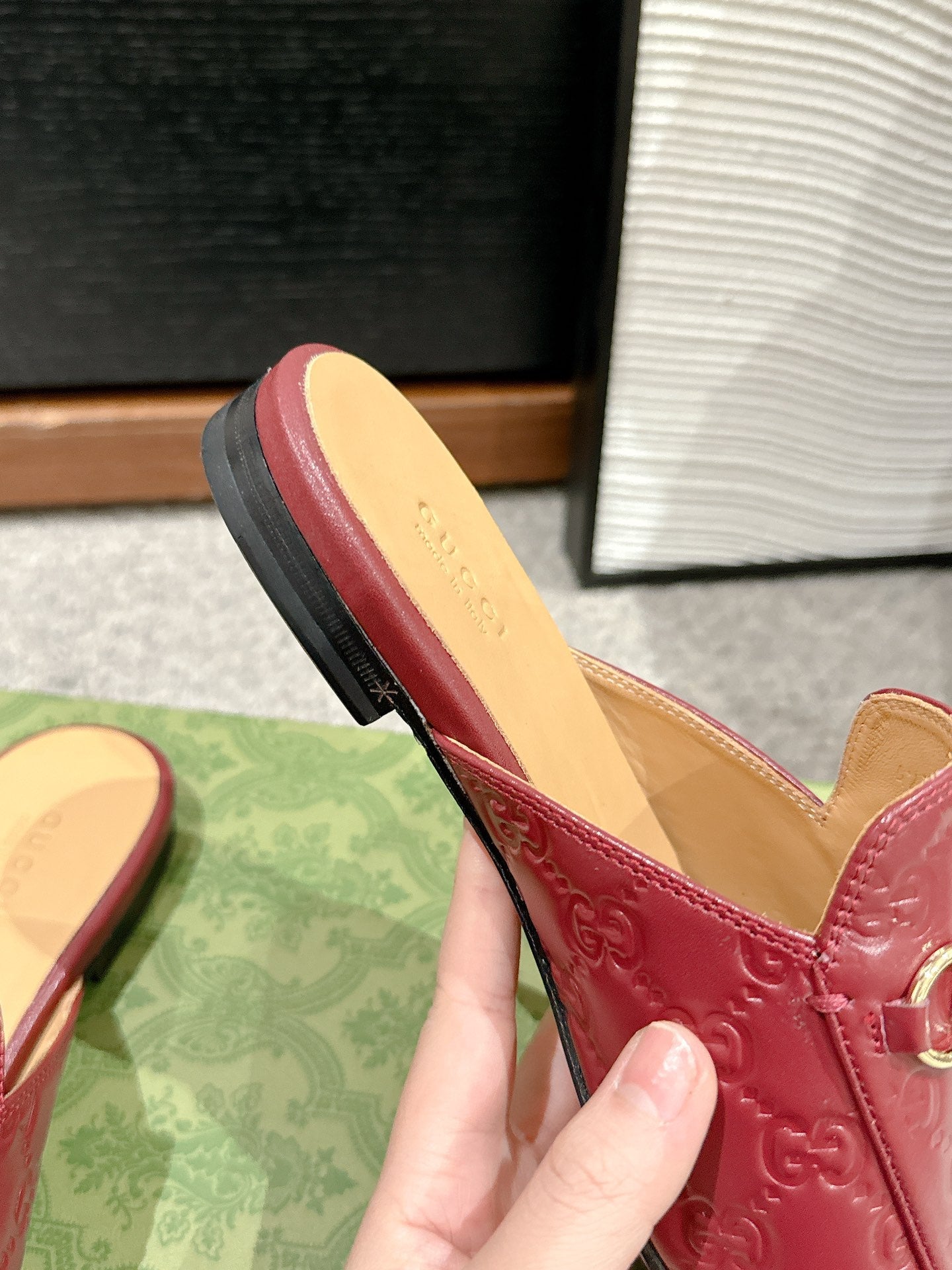 Luxury Gucci Horsebit Mule Red GG Leather