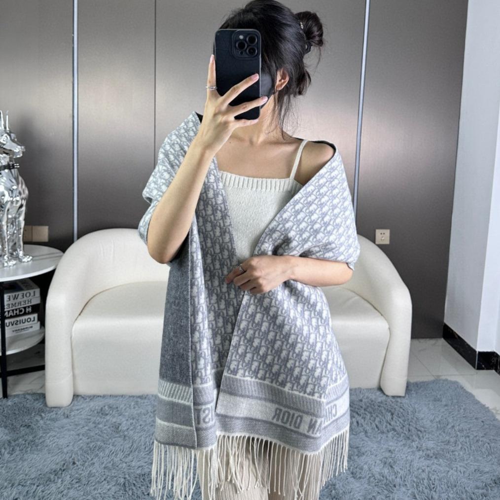 Luxury DiorSCARF IN PALE GRAY MONOGRAM CASHMERE 413720