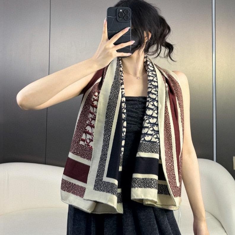 Luxury DiorMONOGRAM SQUARE SCARF 140 CM IN COLORFUL CASHMERE AND SILK 413741